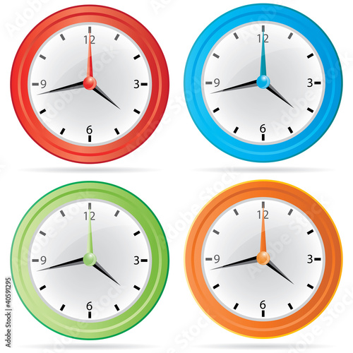 Vector Isolated Color Wall Clock Set