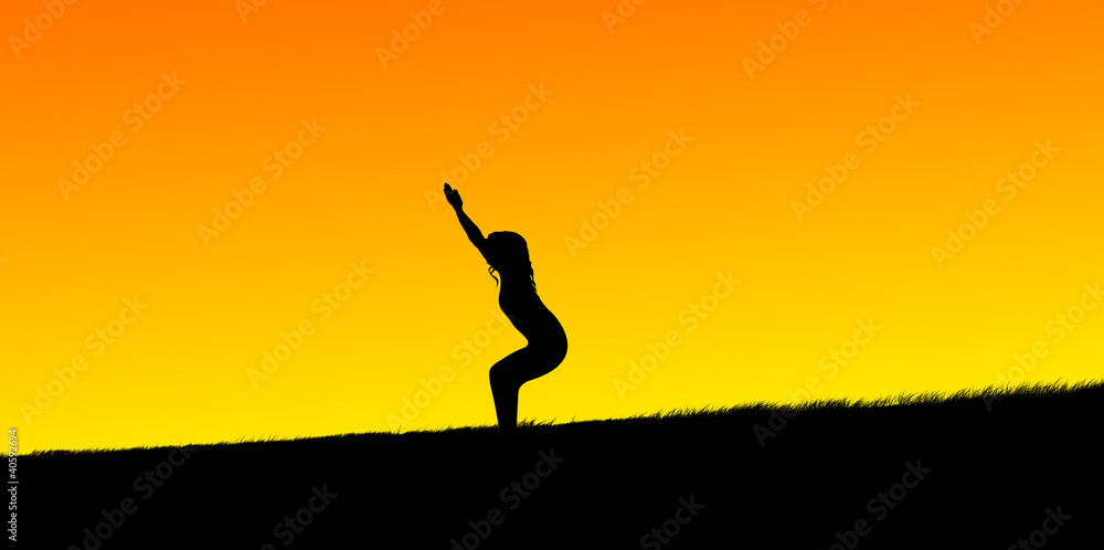 silhouette of a beautiful girl practicing yoga
