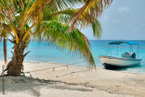 A Boat on a Beautiful Island in Belize