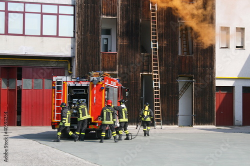 firefighters in action during an exercise in the Firehouse