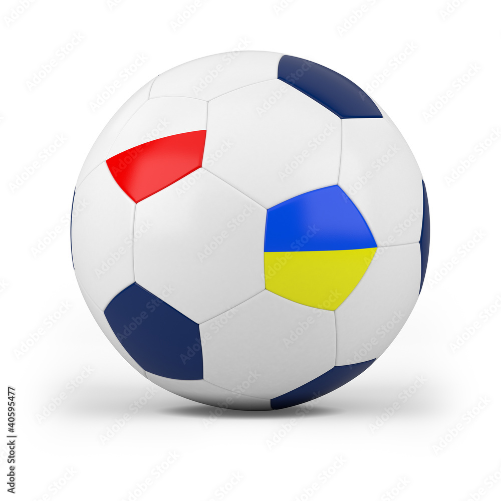 football with polish and ukrainian flag football with polish and ukrainian flag