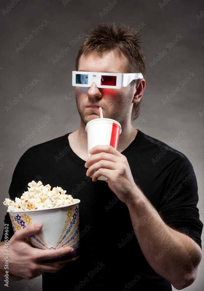 Man watching 3D movie