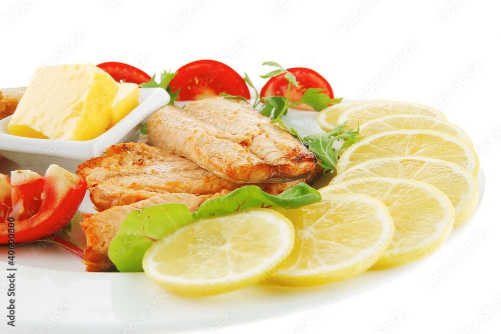 fillet salmon on white fillet salmon on white