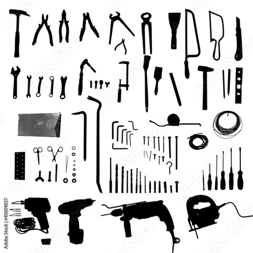 Construction tools set - black