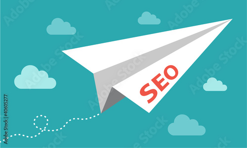 SEO - search engine optimization - flying up paper plane