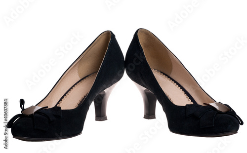 two black woman shoes isolated on white
