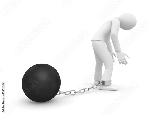 Personnage attaché à un boulet