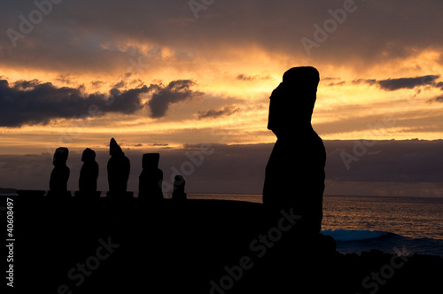 Sunset in Tahai, Easter island (Chile)