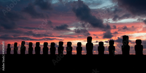 Sunrise at Ahu Tongariki Easter island, Chile