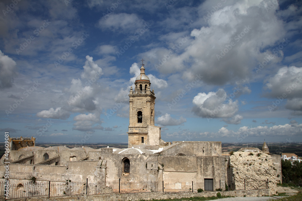 Medina Sidonia, Spain, view of church and ancient alcazar