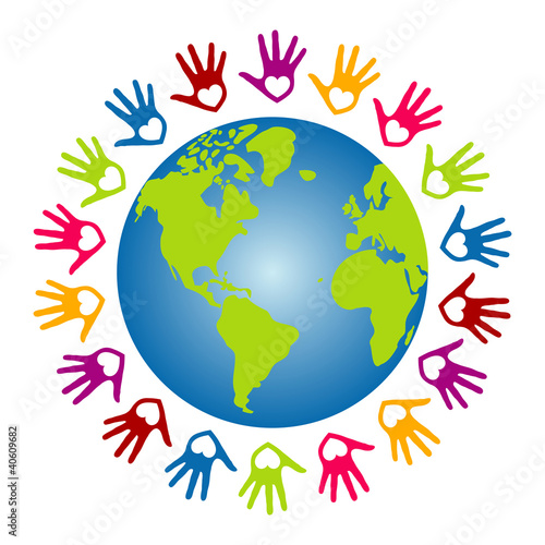 Colorful world peace and unity vector.