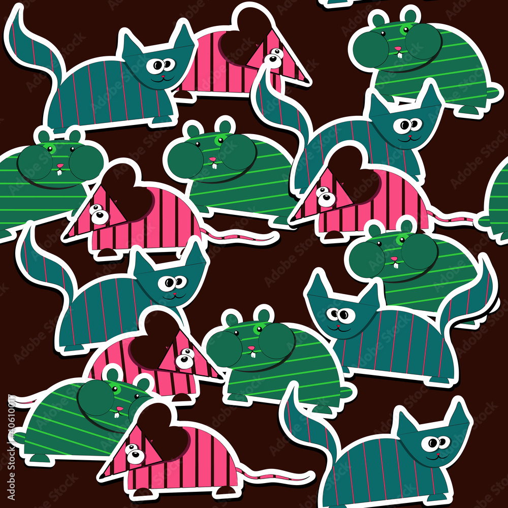 Obraz premium Brown seamless texture with pets