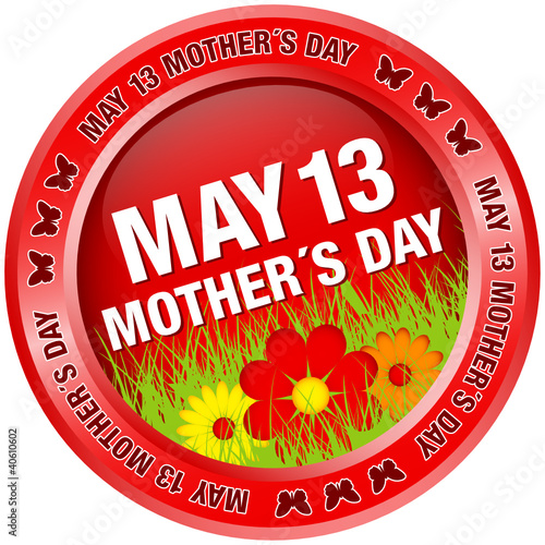 Button Flowers "May 13 Mother´s Day" Red