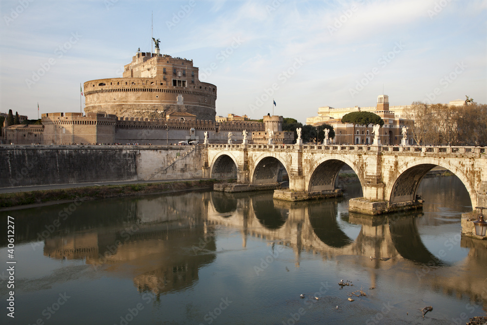 Rome - Angels bridge and castle in morning