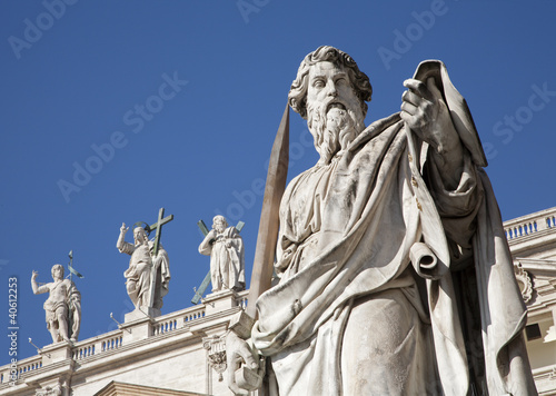 Rome - st. Paul s satatue for st. Peter s basilica photo