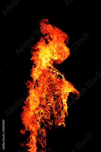flame isolated over black