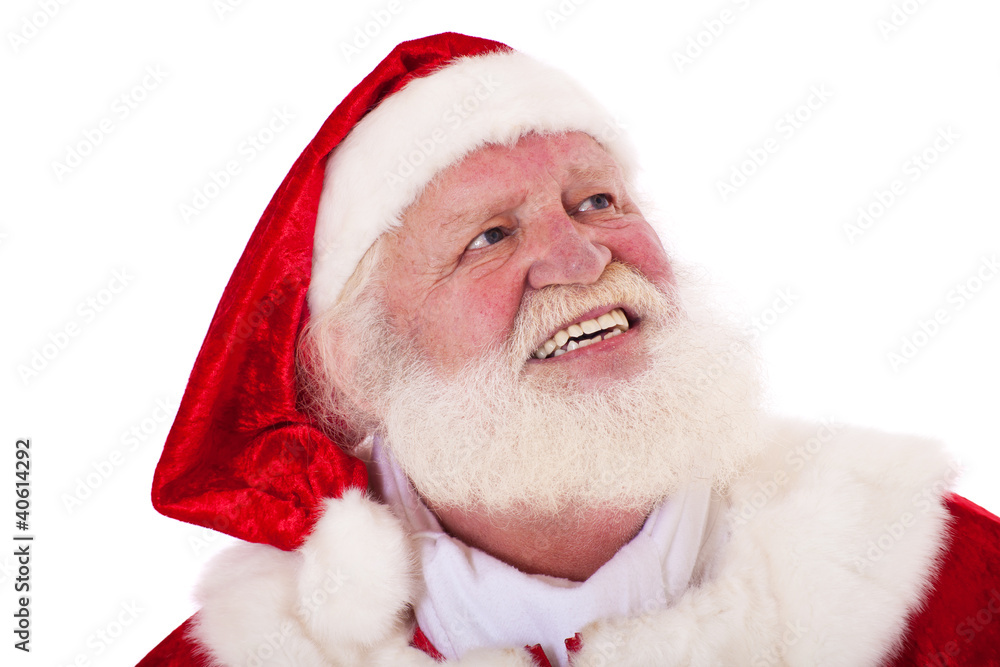 Weihnachtsmann schaut nach oben Weihnachtsmann schaut nach oben