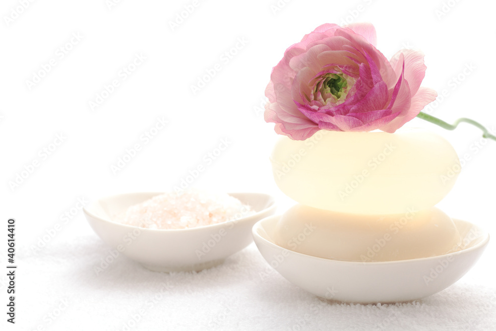 Soap with ranunculus