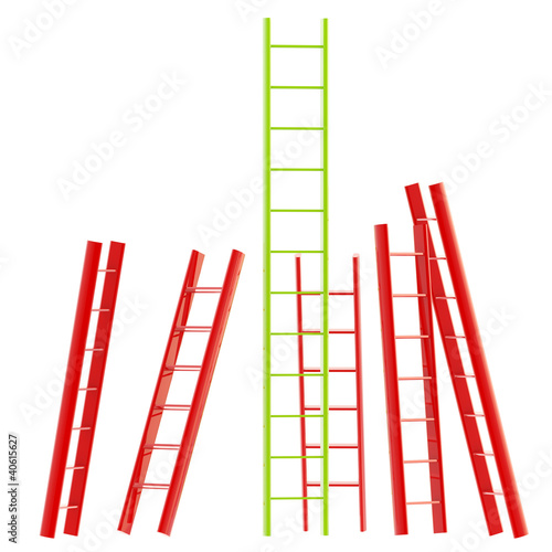 Red and green glossy ladder isolated