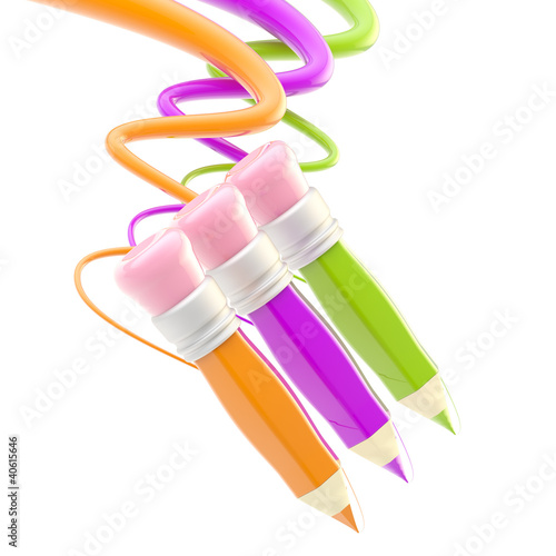 Three pencils with colorful...