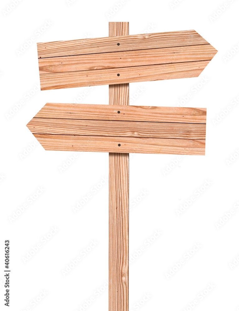 Blank Wooden direction sign isolated on white, clipping path inc Blank Wooden direction sign isolated on white, clipping path inc