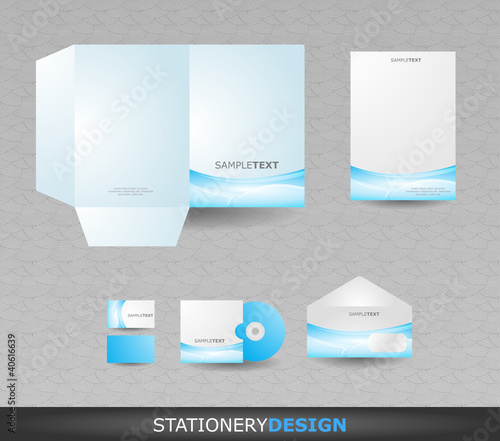 Blue Stationery design set in vector format