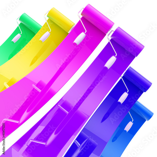 Colorful glossy paint rolle...