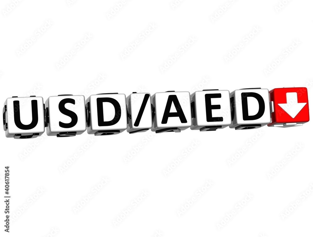 3D Currency USD AED rate concept symbol button 3D Currency USD AED rate concept symbol button