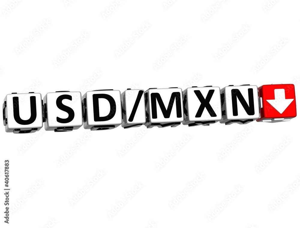 3D Currency USD MXN rate concept symbol button 3D Currency USD MXN rate concept symbol button