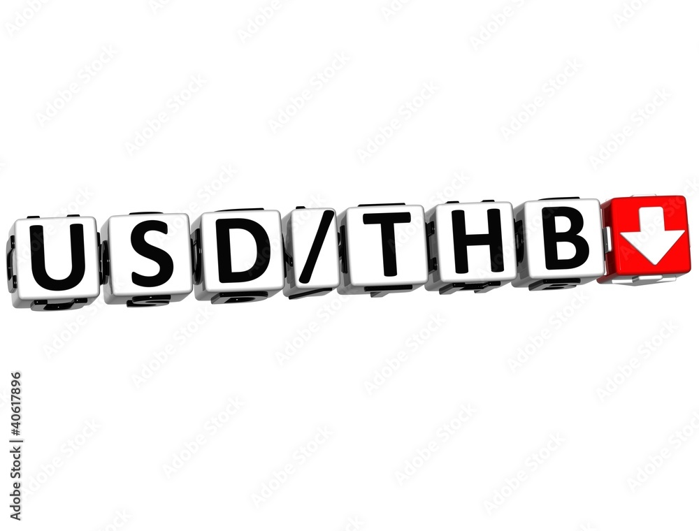 3D Currency USD THB rate concept symbol button 3D Currency USD THB rate concept symbol button
