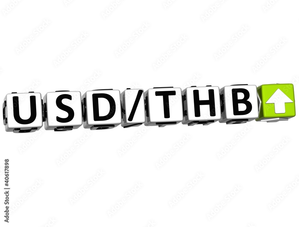 3D Currency USD THB rate concept symbol button 3D Currency USD THB rate concept symbol button