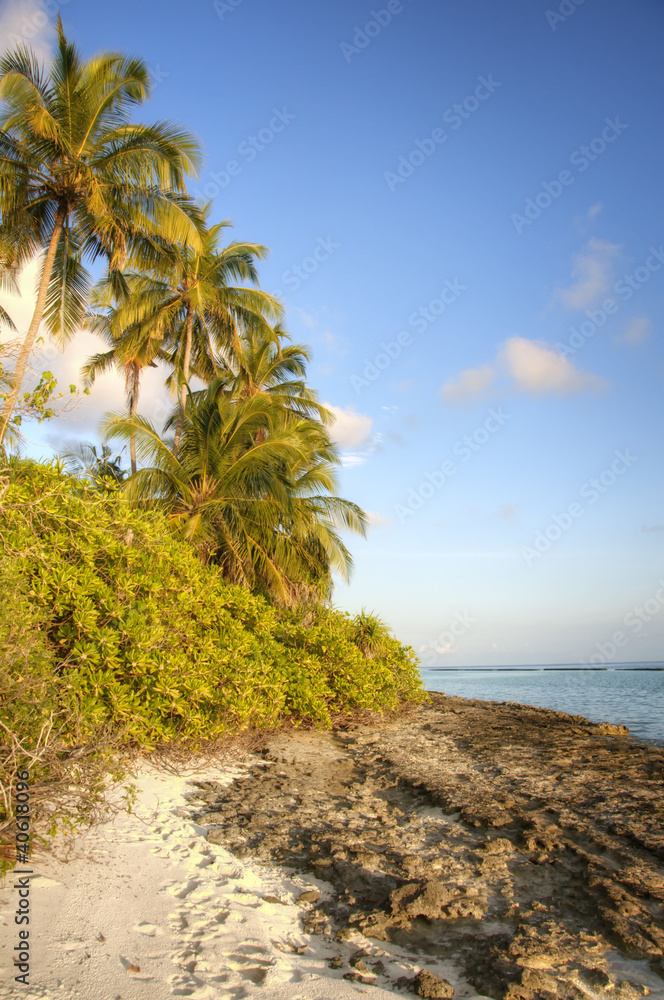 Turquoise Lagoon / Atoll with beach on the Maldives (Malediven)