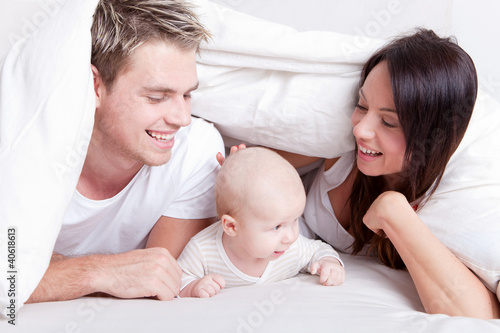 family in bed