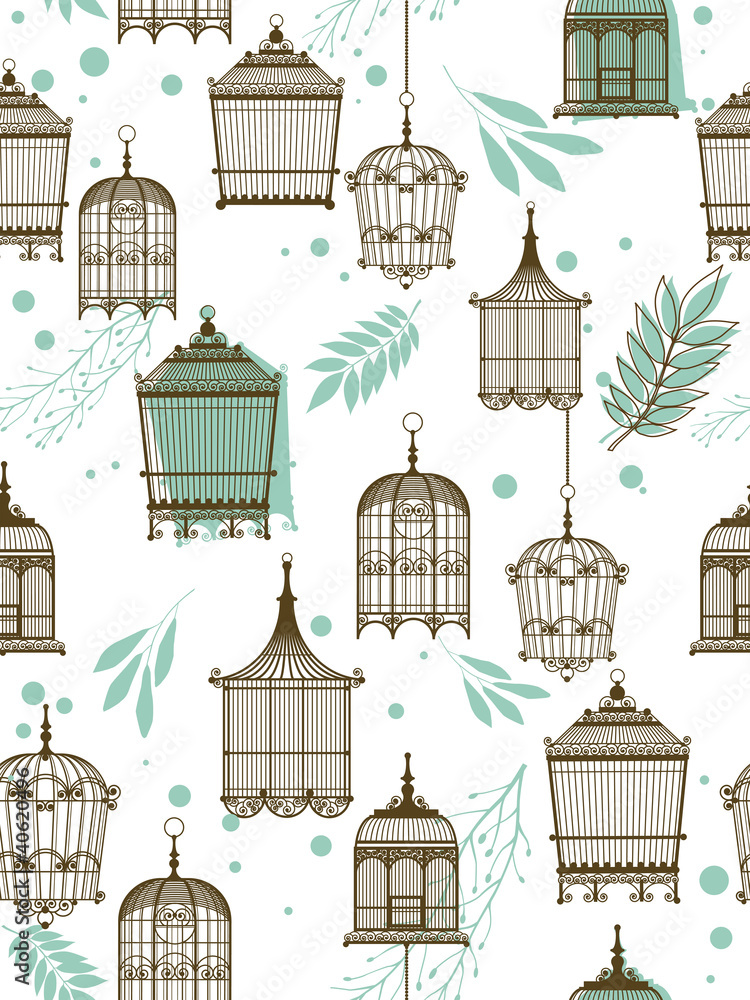 pattern with vintag birdcages