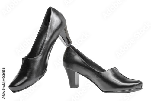 Female black shoes, isolated over white