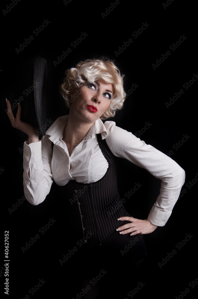 Playful retro-styled woman with hat Playful retro-styled woman with hat