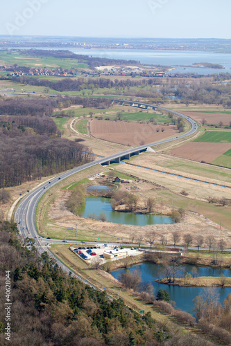 aerial view of road near Otmuchow town