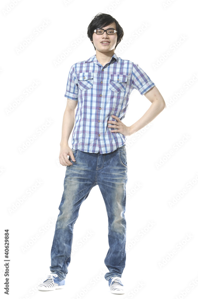 smiley guy in t-shirt and jeans. isolated on white background smiley guy in t-shirt and jeans. isolated on white background