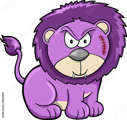 Cute Angry Safari Lion Vector Illustration