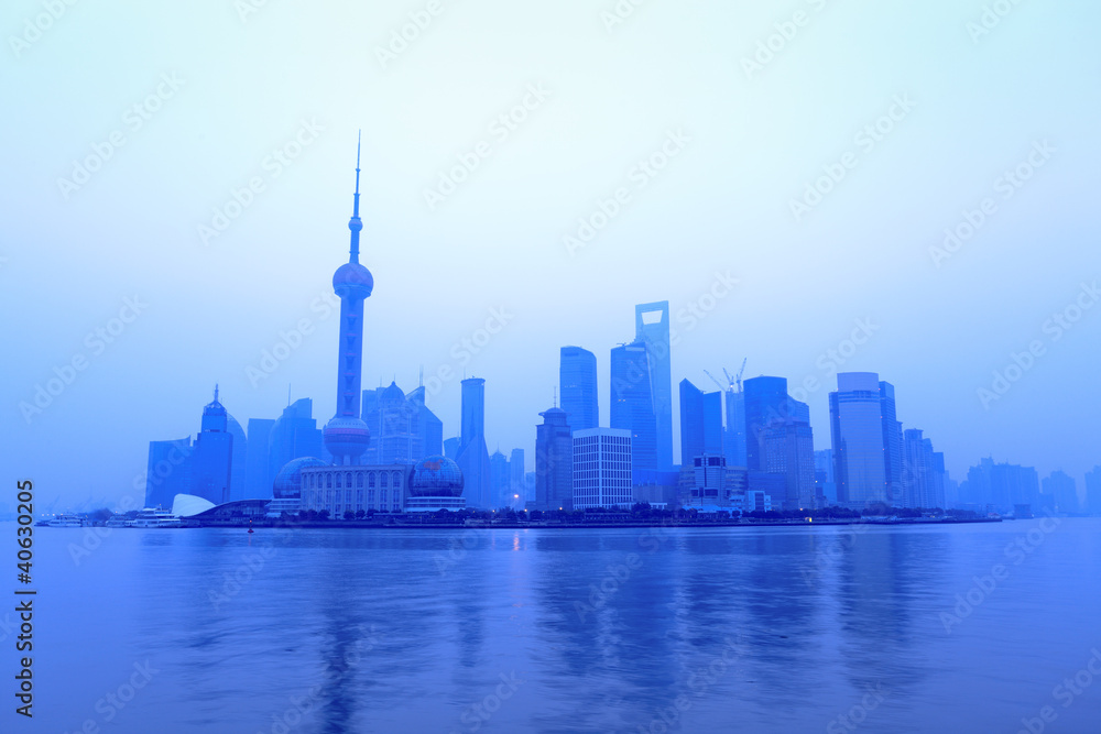 shanghai skyline at dawn
