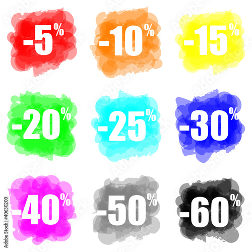 set of vector colorful paint splat discount concept