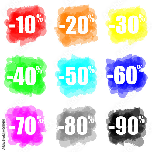 set of vector colorful paint splat discount concept