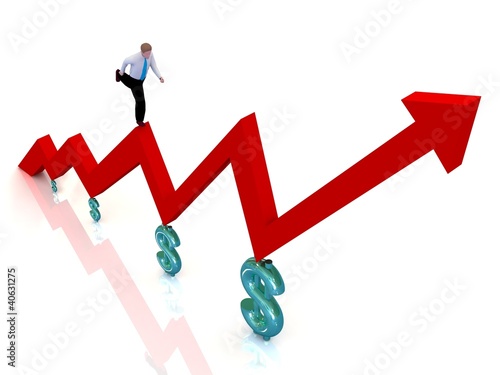 Growing business graph with businessman.