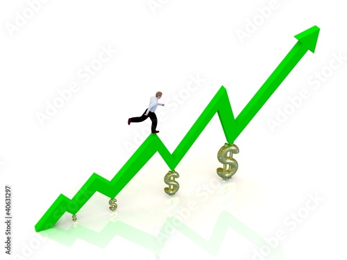 Growing business graph with businessman.