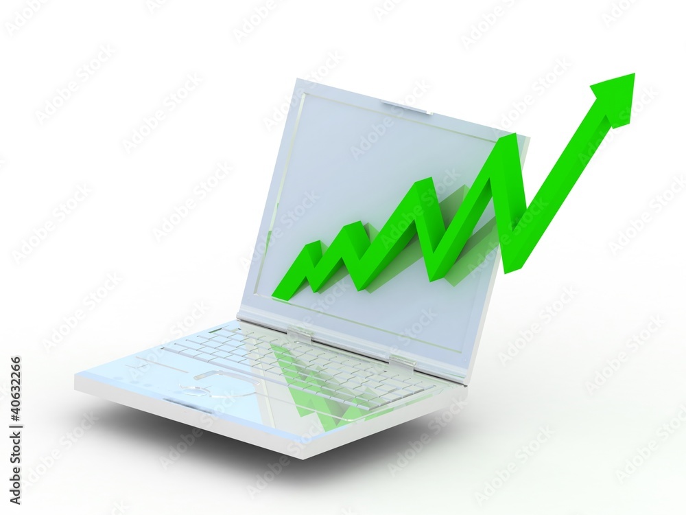 Laptop with business graph Laptop with business graph