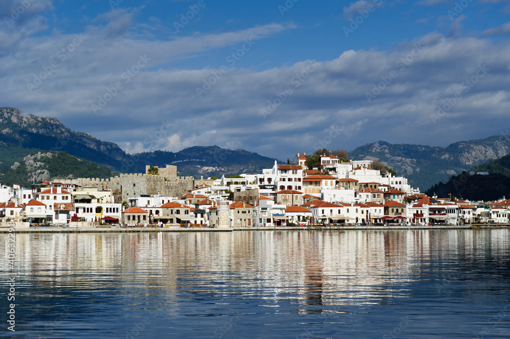 Fototapeta premium Marmaris city and fortress view from sea