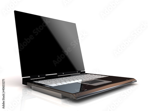 Laptop isolated with a blank screen.
