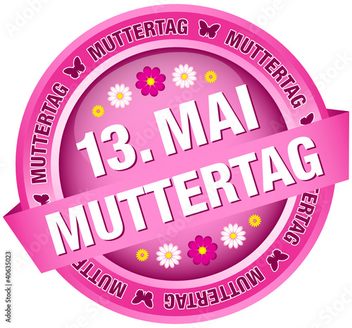 Button Banner Blumen "13. Mai Muttertag" pink
