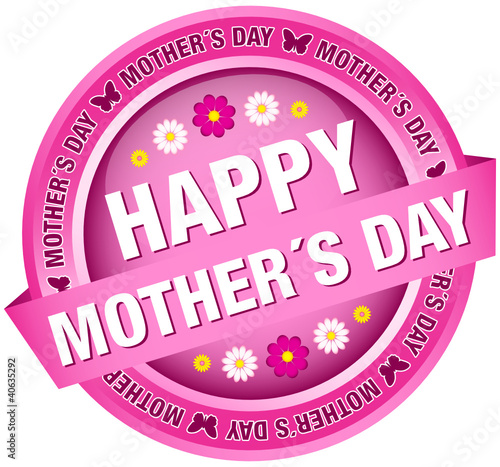 Button Banner Flowers "Happy Mother´s Day" Pink