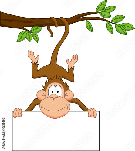 Monkey with blank sign